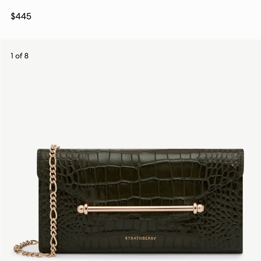 Strathberry Emerald Croc-Embossed Wallet Clutch - Picture 7 of 7